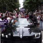 Deaunte Damper, first Black Seattle-born Grand Marshal, leading the 2026 Seattle Pride Parade as a rally for Black LGBTQ+ communities